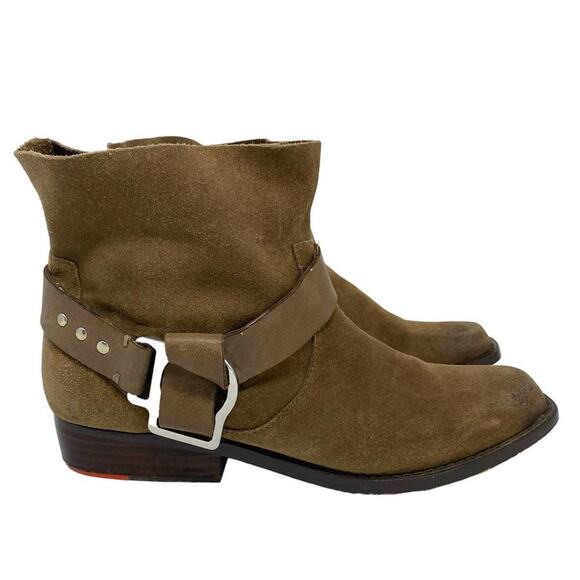 Joe's Jeans Saki Harness Tan Suede Distressed Loose Ankle Boots 7.5 - Picture 1 of 11